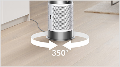 The oscillation angle highlighted on the Dyson purifier.