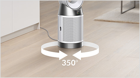 The oscillation angle highlighted on the Dyson purifier.